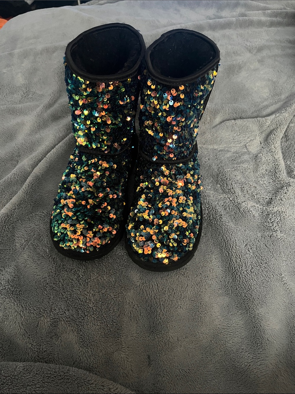 UGG Kids Sequin Winter Boots - Black with Multicolor Sparkle